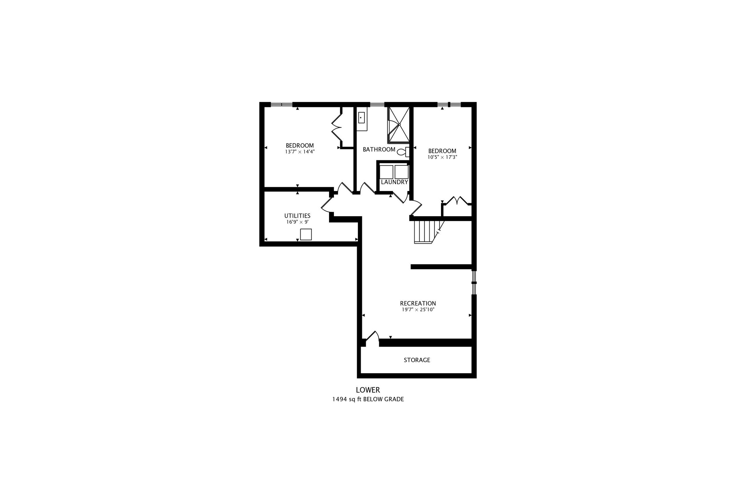 Lower Level · 1,494 sq ft — floor plan
