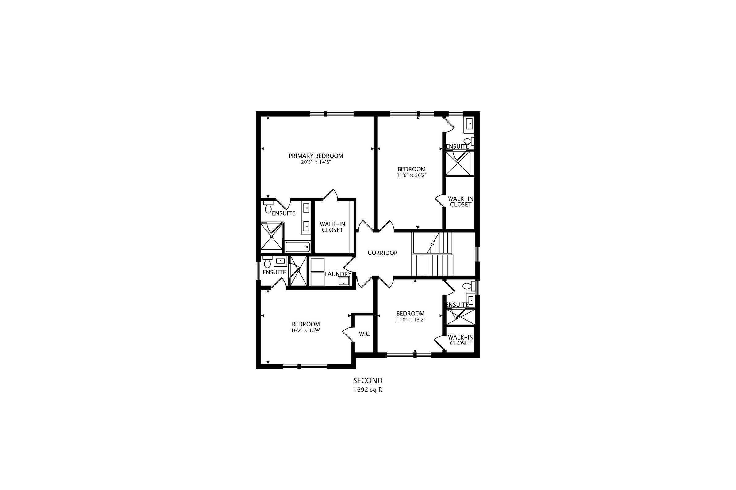 Second Floor · 1,692 sq ft — floor plan